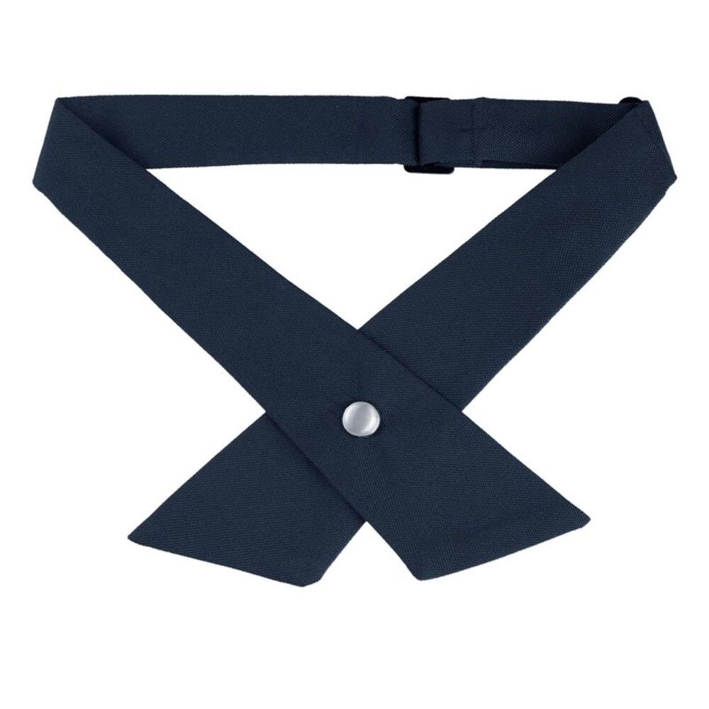 Adjustable Uniform Solid Color Button Neck Criss-Cross Bowtie One Size Dark Blue